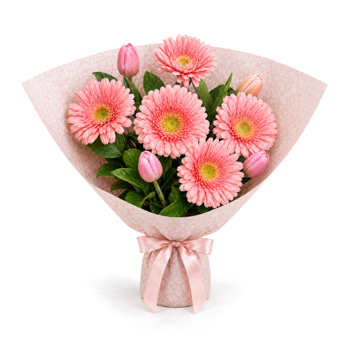 Pink Gerbera and Tulip Bouquet