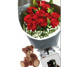 FR0029_12 gorgeous roses bouquet from $129.99(450cm);M:$149.99(50cm);l:$199.99(over60cm)XL:over $249.99(free chocolate&bear)