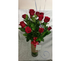 FR153-12long red roses bunch in vase with free chocolate from $99.99M:$129.99L:$149.99 XL:$1199.99;