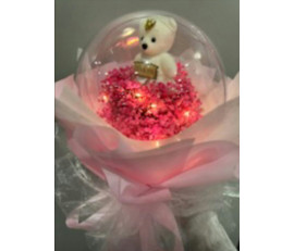 FPD009_preserve flower &bear inside led balloon