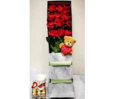 FR0011-16 long red roses of love!(in long box with chocolate)