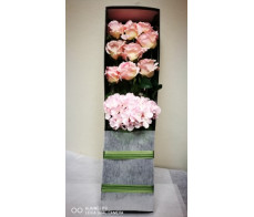 FR094(long pink roses arrangement  gift box)