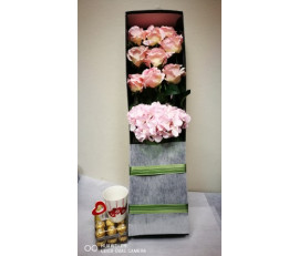 FR093_long pink roses arrangement gift  box  from $129.99 M:$159.99L:$199.99