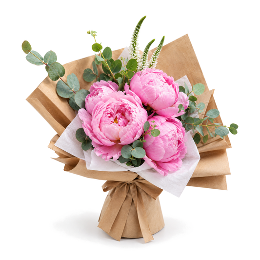 Pink Peony Kraft Wrap Bouquet