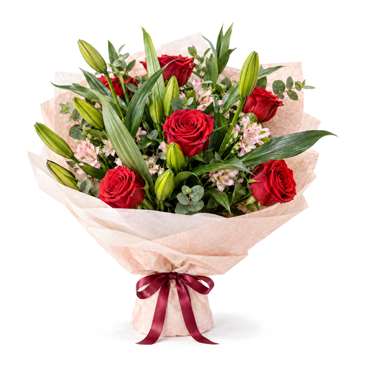 Red Rose and Lily Bouquet